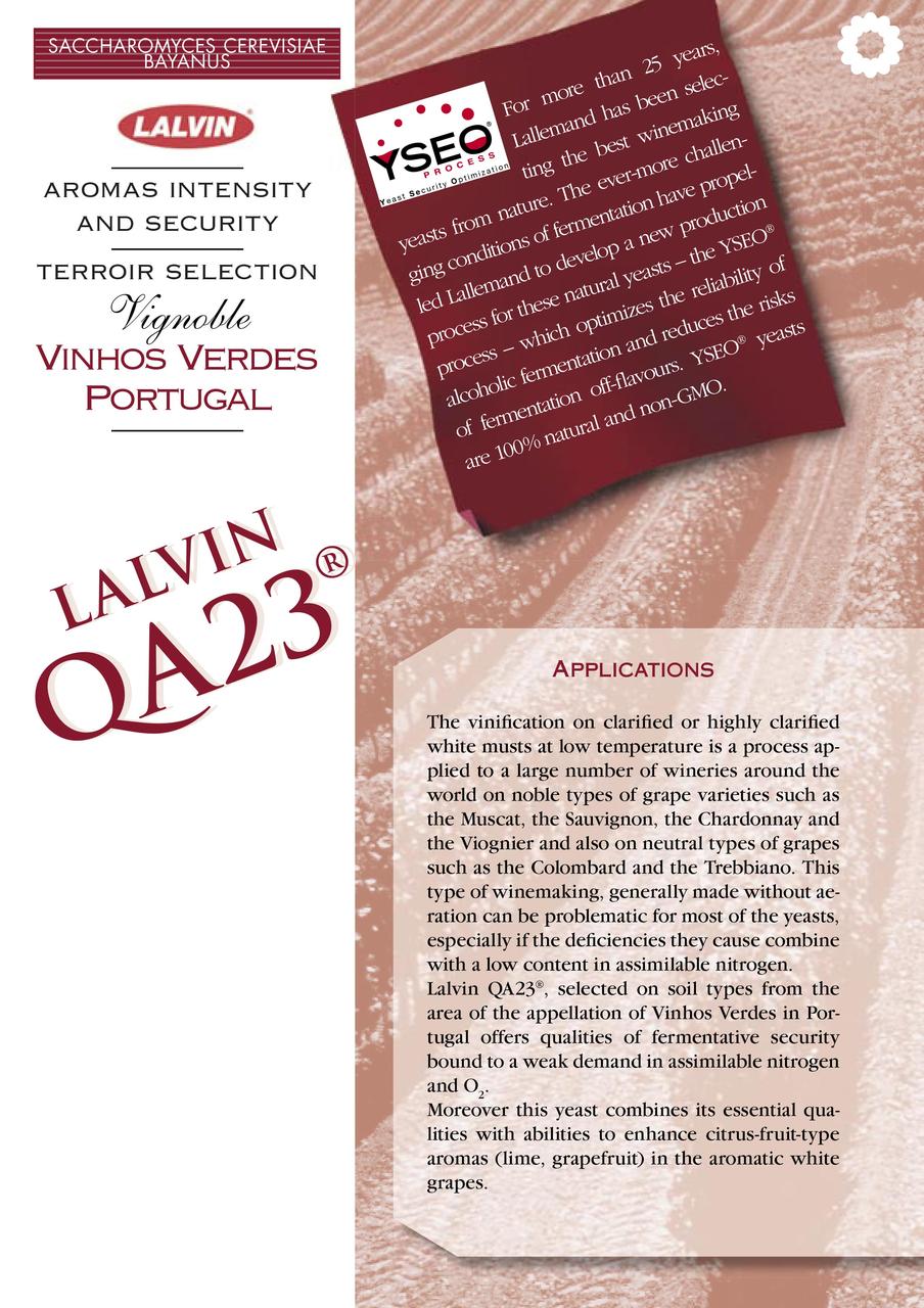 Дріжджі винні Lalvin QA23. Канада. Дріжджі для білого вина, фруктових вин та сидру. - Image 2
