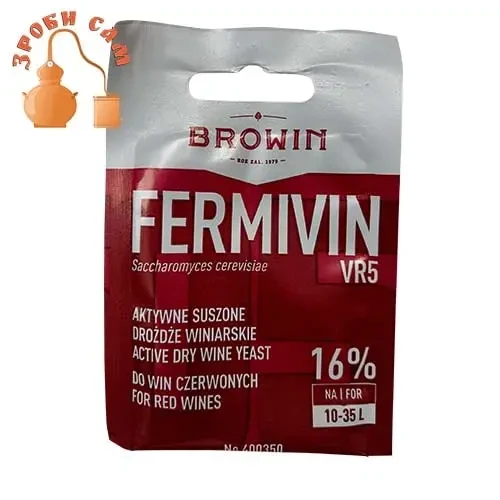 Дріжджі винні Fermivin VR5. Польща. Для червоних фруктових та виноградних вин.